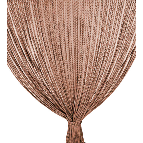 Mariel Soft Beaded Curtain in Anti-Insect and Anti-Noise Fabric - Modifiable - Brown Color