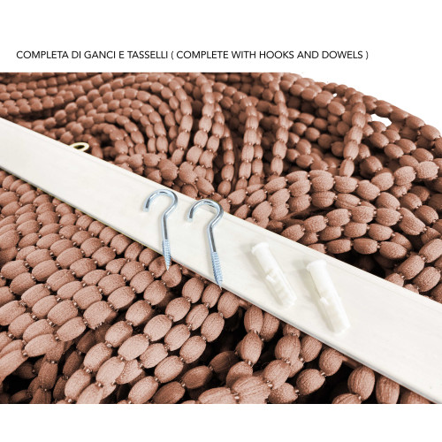 Rideau en perles douces Mariel en tissu anti-insectes et anti-bruit - modifiable - couleur marron