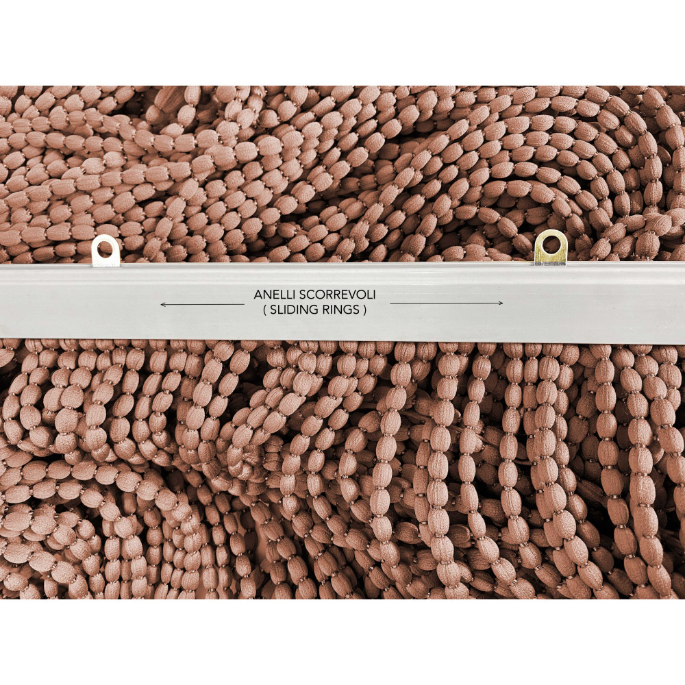 Rideau en perles douces Mariel en tissu anti-insectes et anti-bruit - modifiable - couleur marron