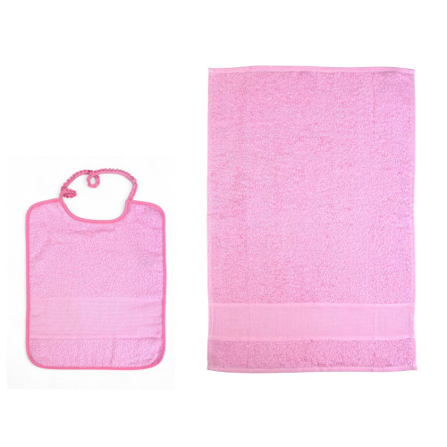 Set Asilo Nuvola 2 Pezzi in Spugna di Cotone con Tela AIDA Ricamabile - Bavaglino + Asciugamano - Made in Italy