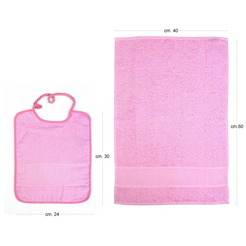 Cloud Kindergarten Set 2 Pieces in Cotton Terry with Stitchable AIDA Canvas - Bib + Towel - Made in Italy