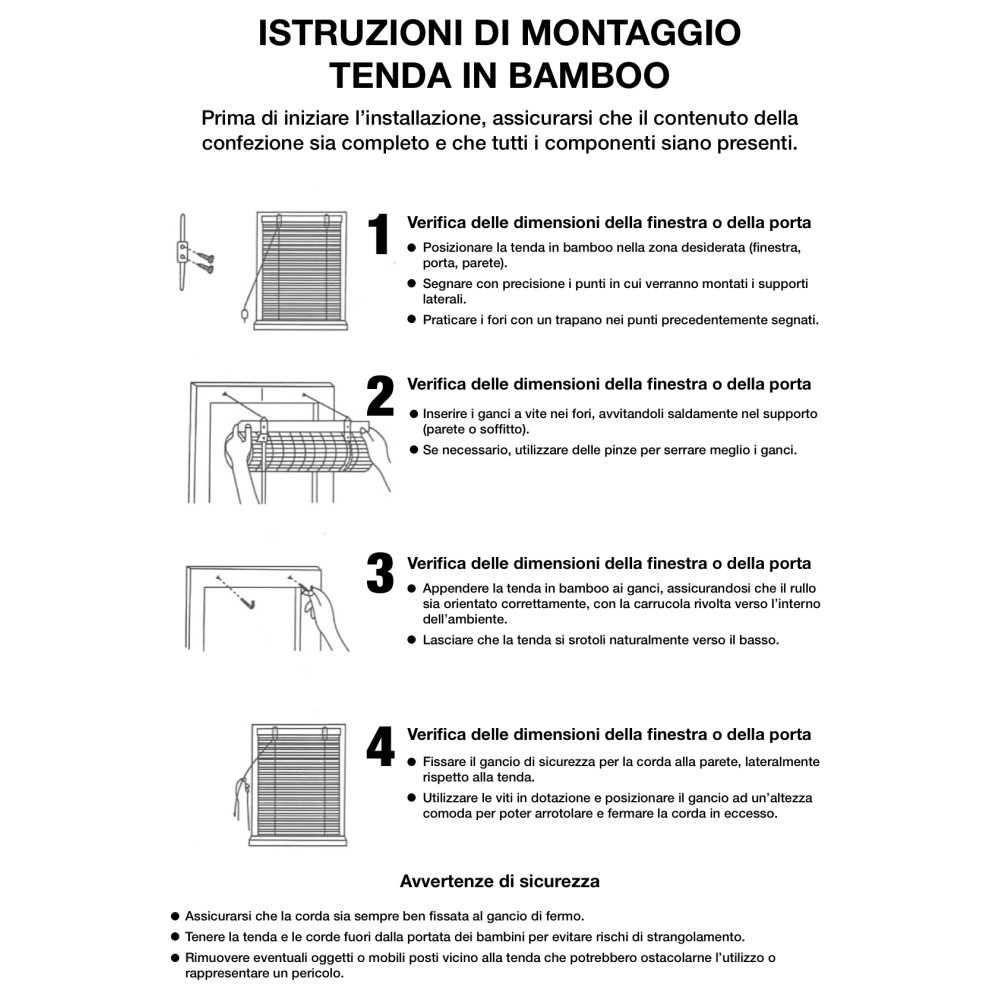 Store enrouleur en bambou 60x150 cm - Volet roulant en bois naturel pour l’intérieur et l’extérieur - Montage facile