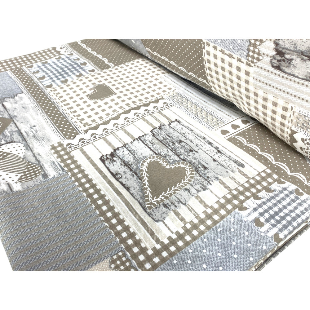 Housse de couette tyrolienne coeurs « Aprica » Beige – 100 % coton artisanal Made in Italy