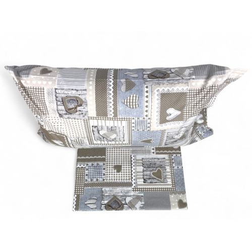 Tiroler Bettbezug Herzen "Aprica" Beige – 100% handgefertigte Baumwolle made in Italy