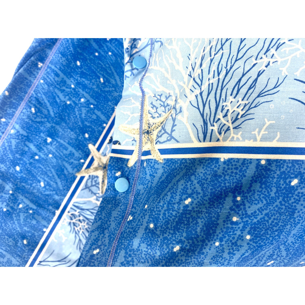 Blue Starfish Sheet Set – Coral and Star Motif – 100% Cotton – Made in Italy, Washable