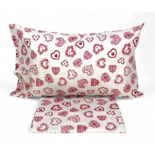 Housse de couette Miros Red Heart – 100 % coton tyrolien Made in Italy – Coeurs des deux côtés