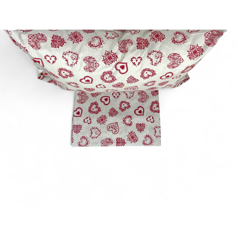 Housse de couette Miros Red Heart – 100 % coton tyrolien Made in Italy – Coeurs des deux côtés