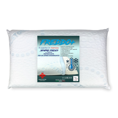 Memory Foam Pillow COLD+ 75×45 cm – Refreshing Ice-Touch Effect – Ergonomic Cervical – Made in Italy, Removable cover