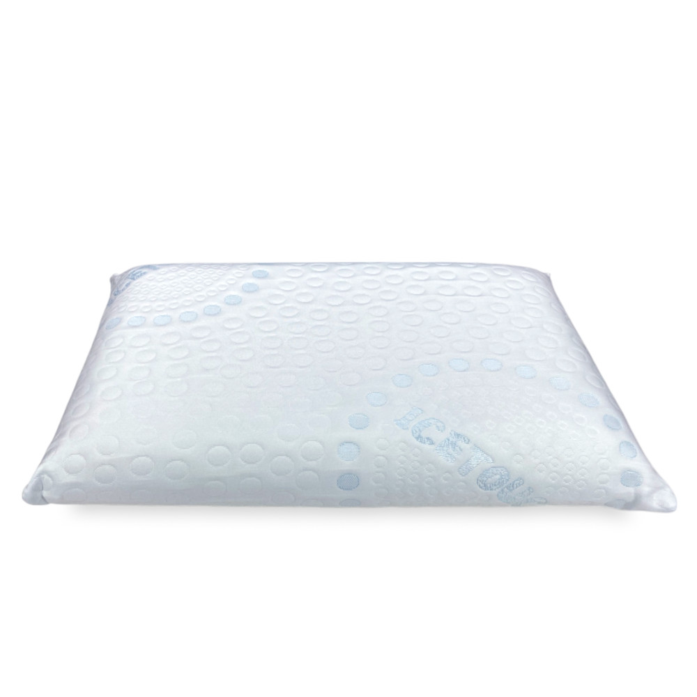 Almohada viscoelástica COLD+ 75×45 cm – Refrescante efecto Ice Touch – Cervical ergonómica – Made in Italy, Funda extraíble