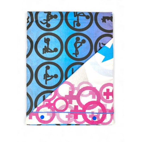 Housse de couette Kamasutra - Parure de lit érotique 100 % coton avec taies d’oreiller double face - Fabriqué en Italie, Idée ca