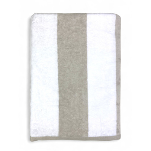 Jacquard Beach Towel "Forte dei Marmi" Dove Grey Beige Stripes 90×165 cm – Beach Towel in Cotton Terry, Elegant