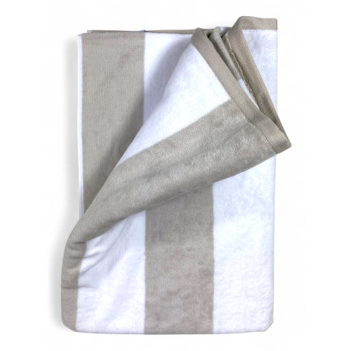 Jacquard Beach Towel "Forte dei Marmi" Dove Grey Beige Stripes 90×165 cm – Beach Towel in Cotton Terry, Elegant