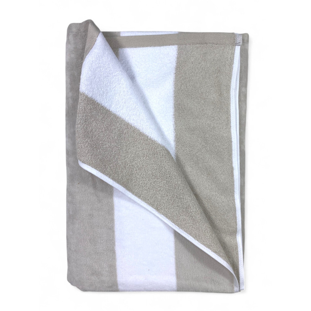 Jacquard Beach Towel "Forte dei Marmi" Dove Grey Beige Stripes 90×165 cm – Beach Towel in Cotton Terry, Elegant