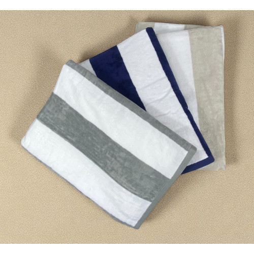 Jacquard Beach Towel "Forte dei Marmi" Dove Grey Beige Stripes 90×165 cm – Beach Towel in Cotton Terry, Elegant