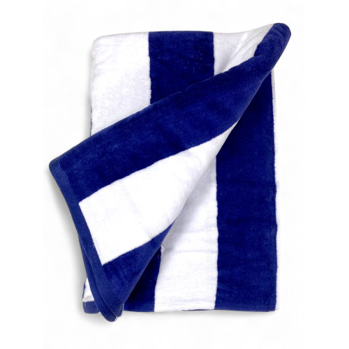 Serviette de lit de piscine double face avec rayures bleues et blanches en éponge absorbante