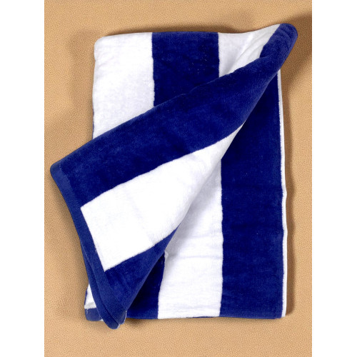 Toalla de playa de rayas azules en jacquard de algodón con lado suave