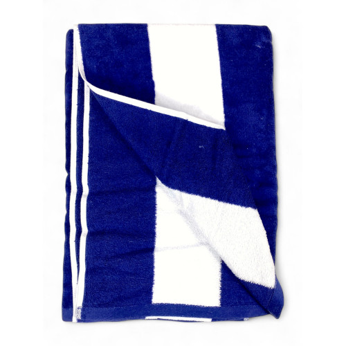 Serviette de plage en jacquard « Forte dei Marmi » Rayures Bleues 90×165 cm – Serviette de plage en coton éponge, élégante, abso