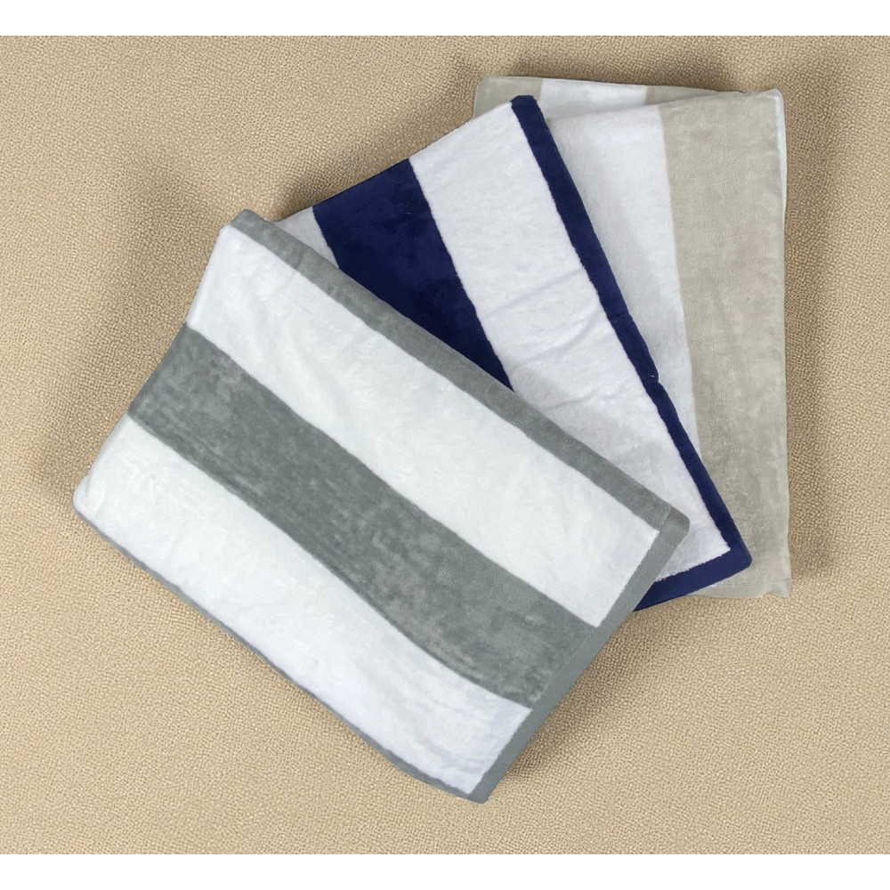 Jacquard Strandtuch "Forte dei Marmi" Blau Gestreift 90×165 cm – Baumwollfrottee Strandtuch, elegant, saugfähig