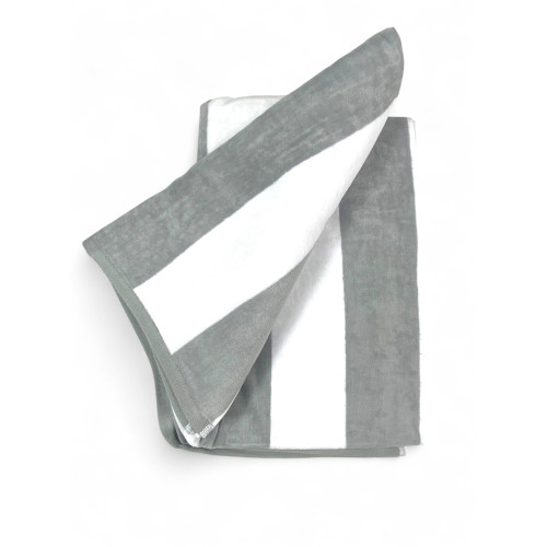 Toalla de playa Jacquard "Forte dei Marmi" Rayas grises 90×165 cm – Toalla de playa de rizo de algodón, elegante, doble cara