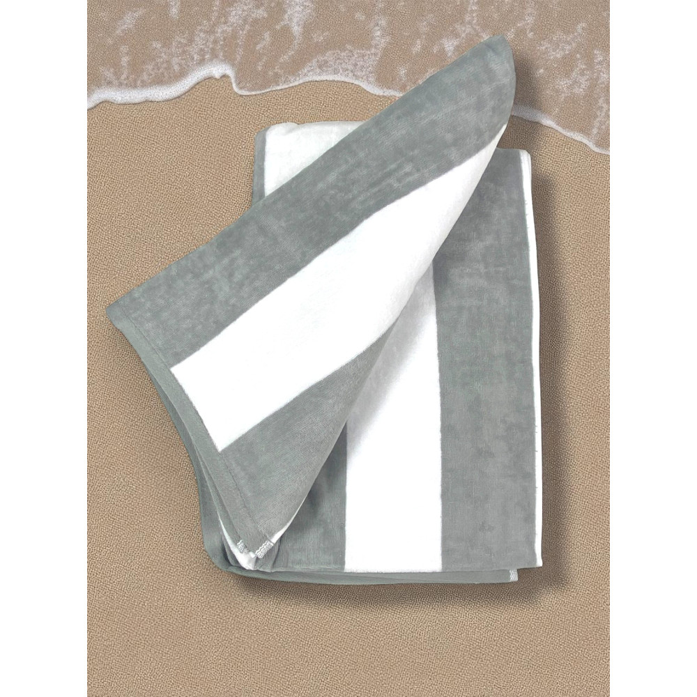 Serviette de plage en jacquard « Forte dei Marmi » Rayures Grises 90×165 cm – Serviette de plage en éponge de coton, élégante, d