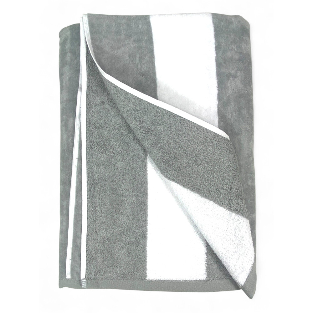 Jacquard Beach Towel "Forte dei Marmi" Grey Stripes 90×165 cm – Cotton Terry Beach Towel, Elegant, Double-Sided