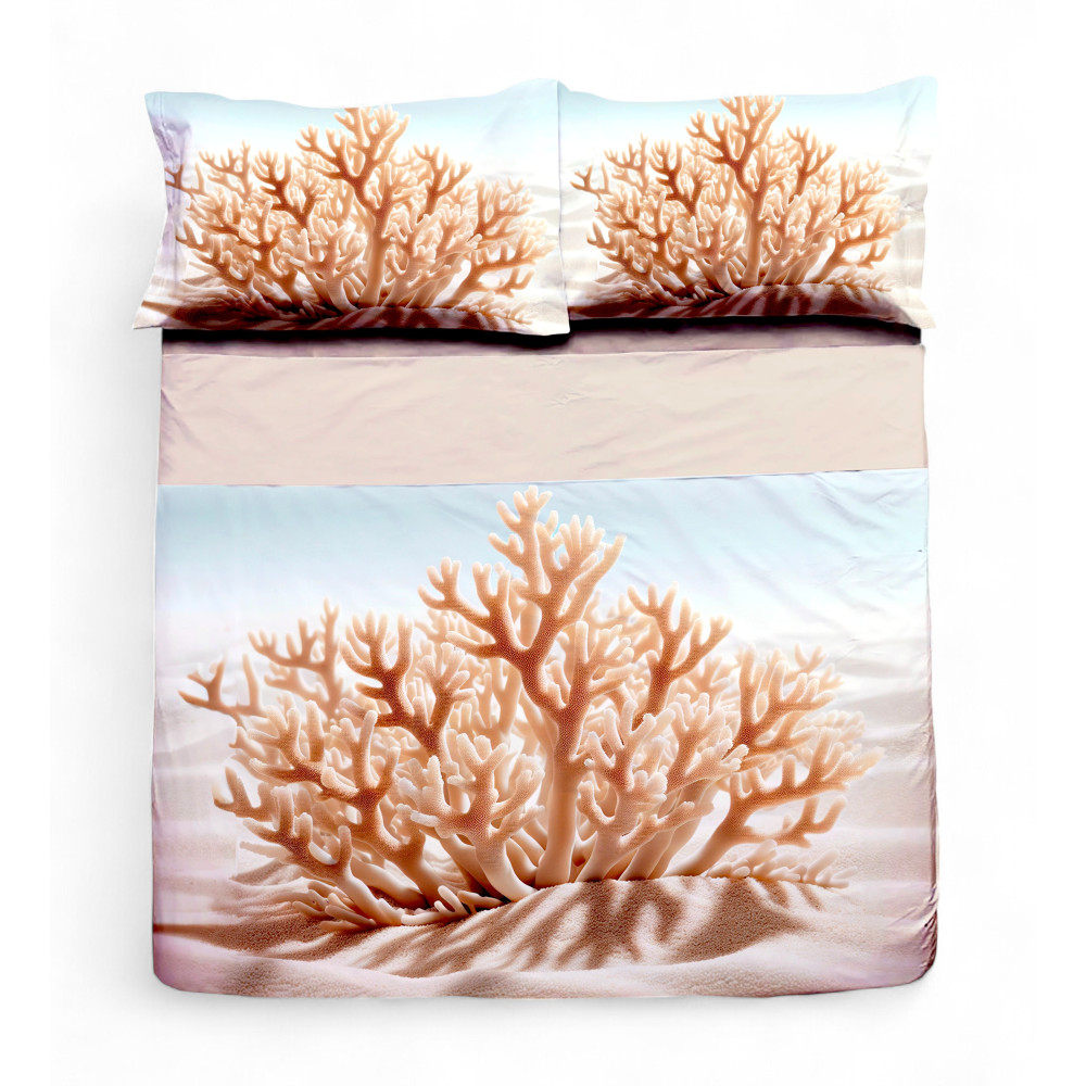 Modell Coral 2-quadratisches Doppelbettlaken-Set mit umgeschlagenem Volant und Digitaldruck Modell Coral 2-quadratisches Doppelbettlaken-Set mit umgeschlagenem Volant und Digitaldruck