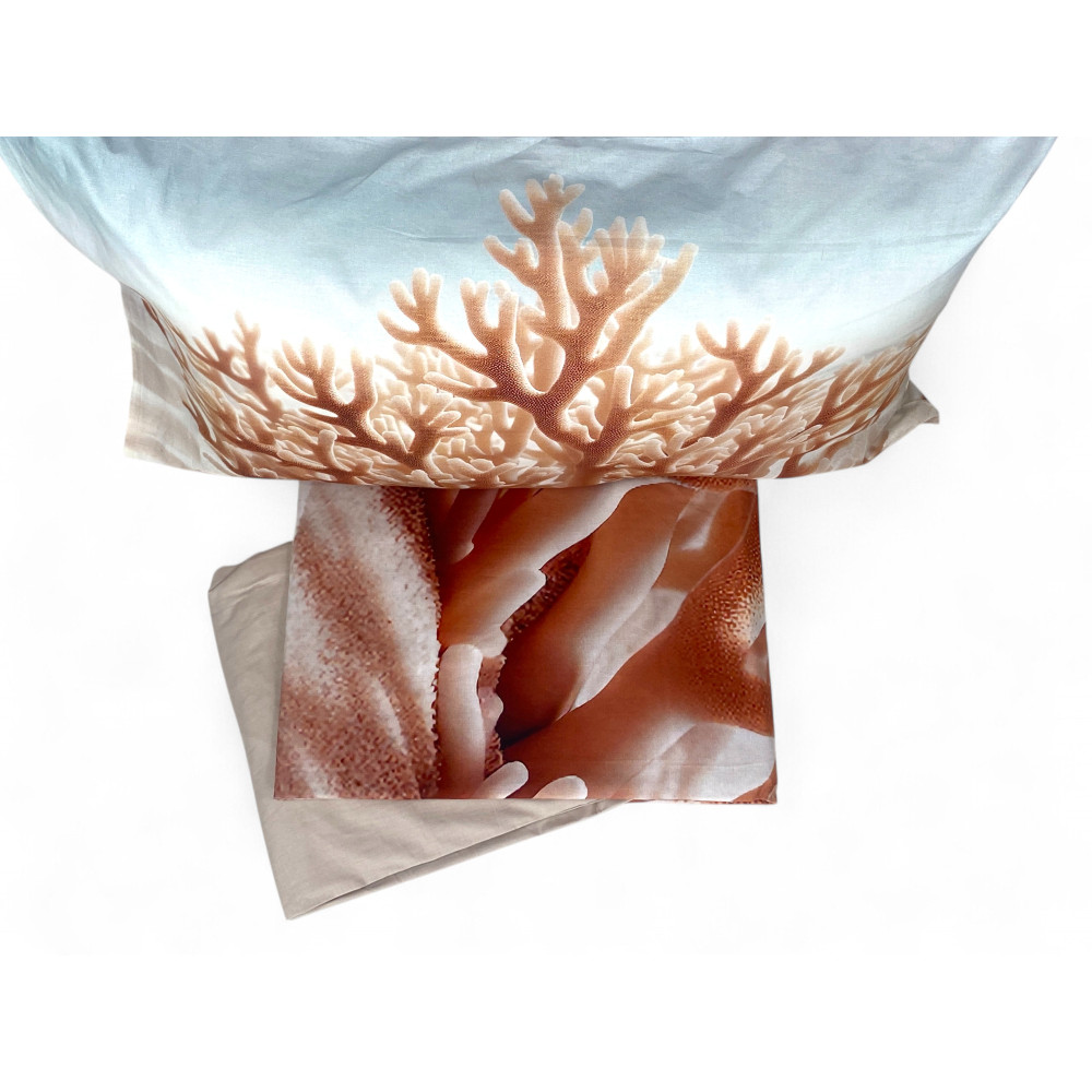 Juego de Sábanas Doble Coral – Colcha Digital 100% Algodón con Turn-Up Flout – 2 Tallas