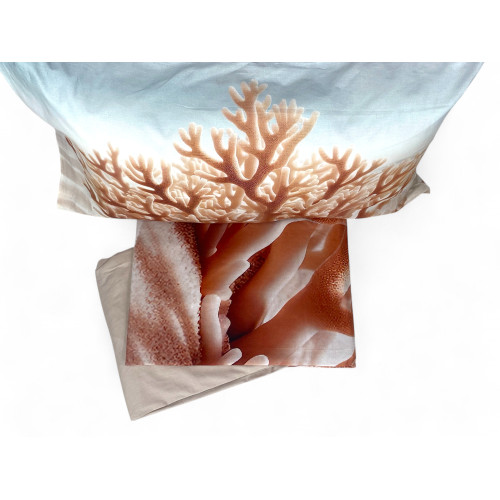 Juego de Sábanas Doble Coral – Colcha Digital 100% Algodón con Turn-Up Flout – 2 Tallas