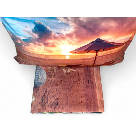 Completo letto matrimoniale Estate - Lenzuolo copriletto in cotone con stampa digitale spiaggia
