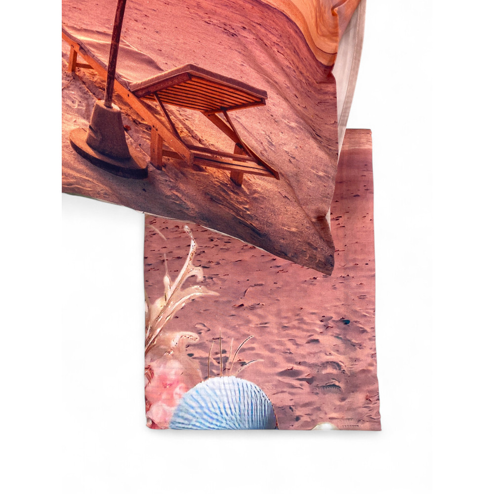 Parure de lit double ESTATE - Couvre-lit 100 % coton avec impression numérique - Taies d’oreiller double face, volant à rabat