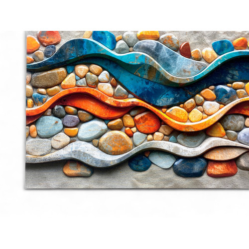 Non-slip Runner Kitchen Rug - Colored Sea Sassi Pattern - Made in Italy, Ultra Thin and Washable