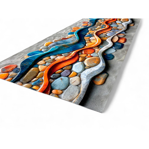 Rutschfester Runner Küchenteppich - Farbiges Sea Sassi Muster - Made in Italy, ultradünn und waschbar