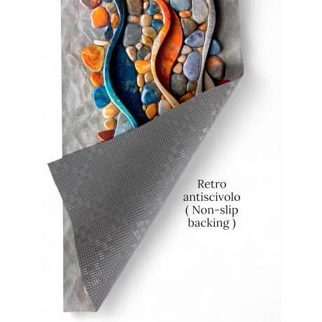 Alfombra de cocina Runner antideslizante - Patrón de yegua Sassi - Espalda de PVC - Made in Italy