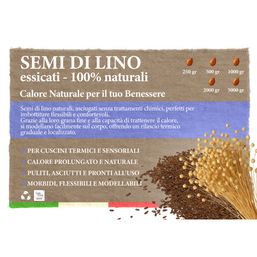 Semi di Lino Naturali Lavati e Sterilizzati – Per Cuscinetti Termici, Impacchi Cosmetici e Uso Artigianale