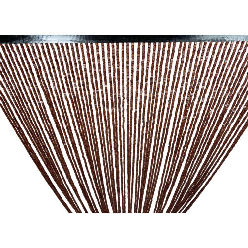 Tenda Perline Legno Marrone Handmade Natura - Fili Bamboo 100% Naturale - Asta Nera - Uso Interno - Decorazione Porta