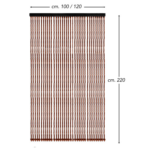 Handmade Nature Brown Wood Beaded Curtain - 100% Natural Bamboo Threads - Black Rod - Indoor Use - Door Decoration