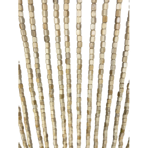 Rideau de perles en bois beige Nature fait à la main - Fils de bambou 100 % naturels - Tige noire - Utilisation intérieure - Déc