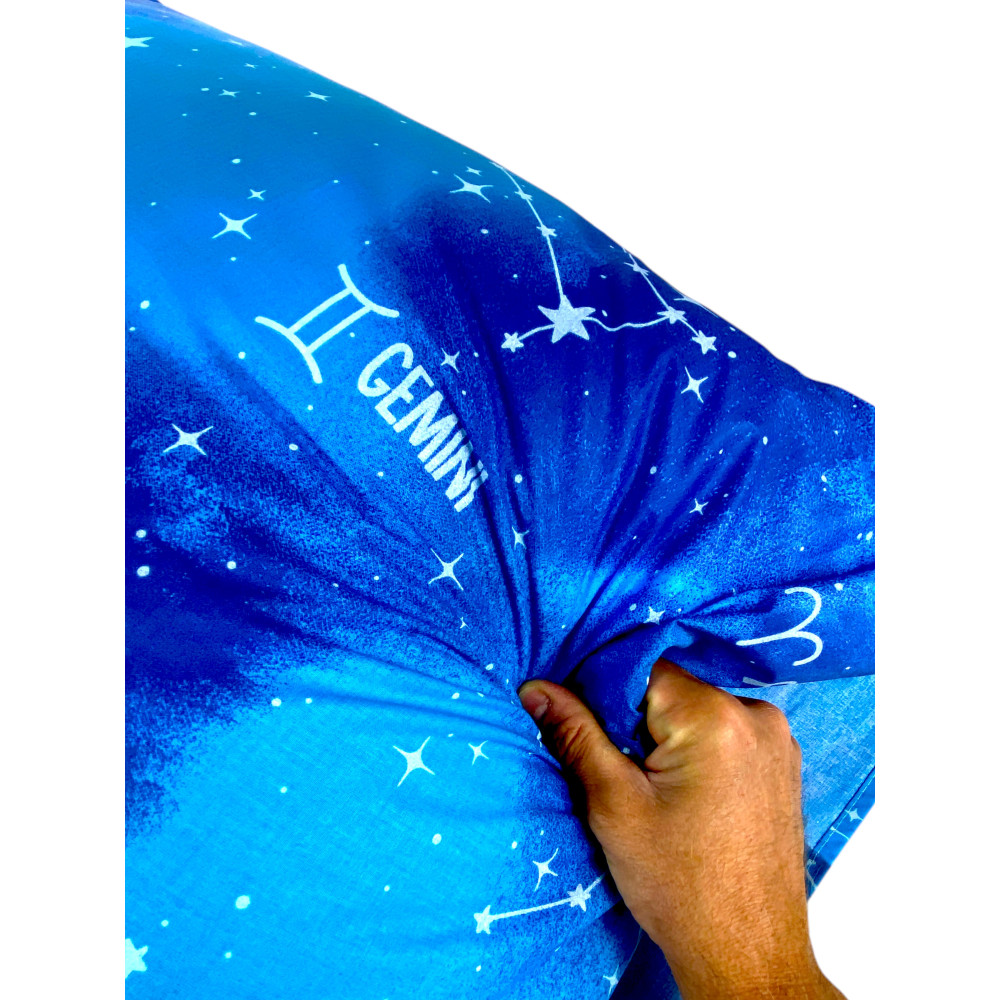 Juego de sábanas azules – Signos místicos del zodíaco – 100% algodón Made in Italy – Calidad artesanal