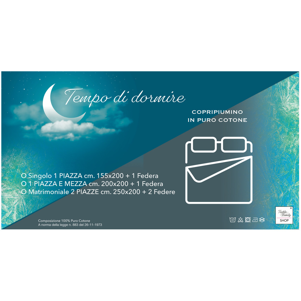 Funda nórdica "Sleep Time" azul - Signos del zodiaco - Algodón 100% Made in Italy - Hecho a mano