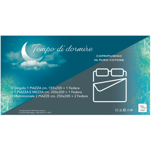 Duvet Cover "Sleep Time" Blue - Zodiac Signs - Cotton 100% Made in Italy - Handcrafted