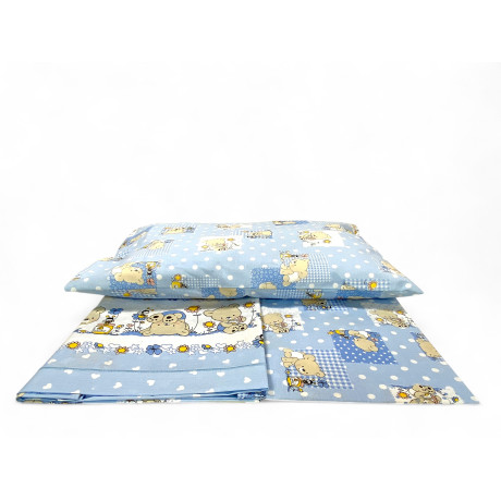 Lot de 3 pièces Lit bébé bleu Pedro avec des ours en peluche, fabriqué en Italie et couleurs non toxiques