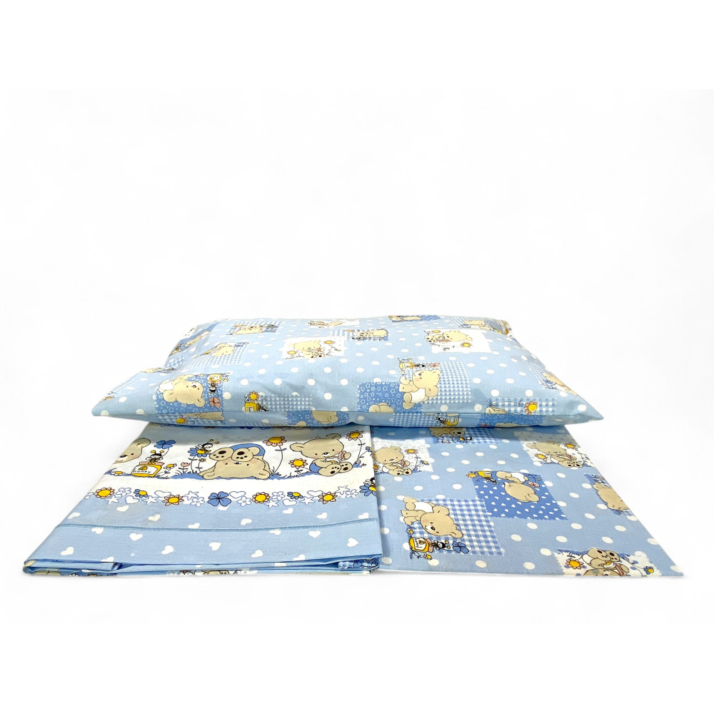 Pedro Bettwäsche Set für Kinderbett – 100% Baumwolle Bär Dekoration, Made in Italy, 3-teiliges Set