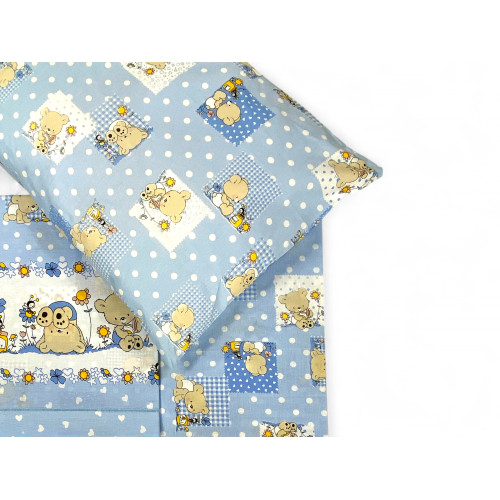 Completo Lenzuolo Pedro per Lettino – 100% Cotone Decorazione Orsetto, Made in Italy, Set 3 Pezzi