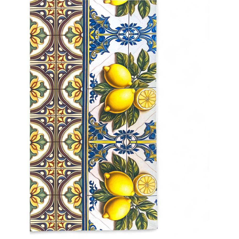 Tapis de cuisine antidérapant - Chemin de table lavable, motif de majolica de Sicile, design méditerranéen - Fabriqué en Italie