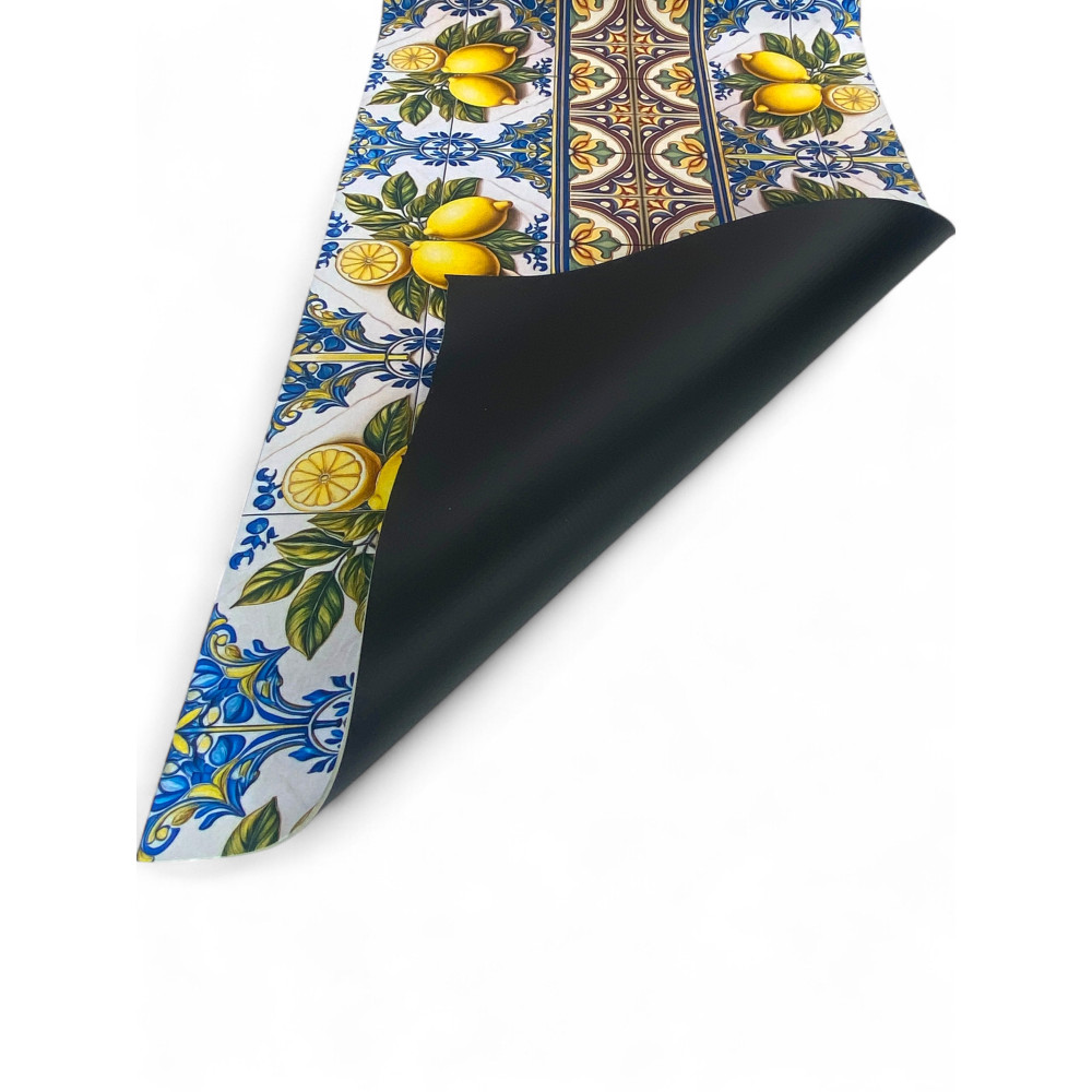 Tappeto Cucina Runner Antiscivolo - Passatoia Lavabile, Fantasia Maiolica Sicily, Design Mediterraneo - Made in Italy