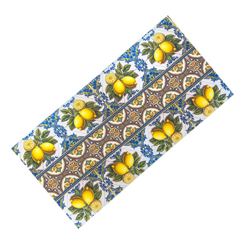 Tappeto Cucina Runner Antiscivolo - Passatoia Lavabile, Fantasia Maiolica Sicily, Design Mediterraneo - Made in Italy