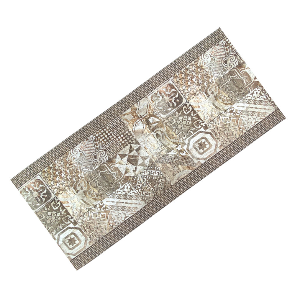 Chemin de cuisine beige lavable à motif effet majolique Chemin de cuisine beige lavable à motif effet majolique