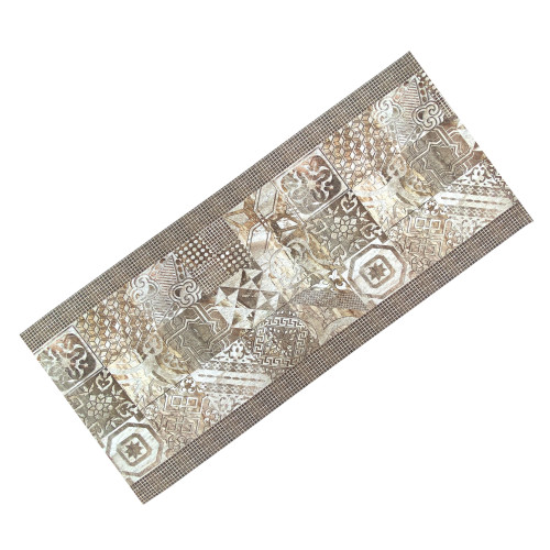 Beige rutschfester Majolika-Läuferteppich – Waschbarer neutraler PVC-Küchenläufer – Made in Italy, leicht zu reinigen