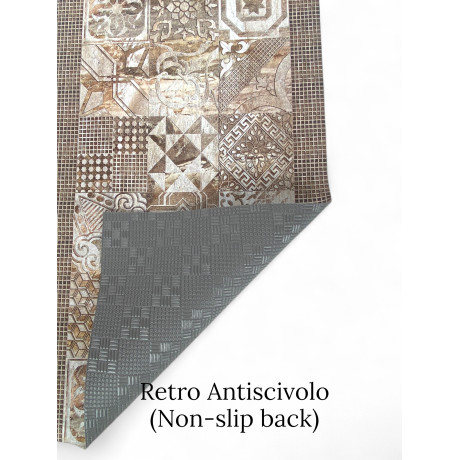 Beige Majolika Runner Decke mit rutschfestem PVC-Rücken