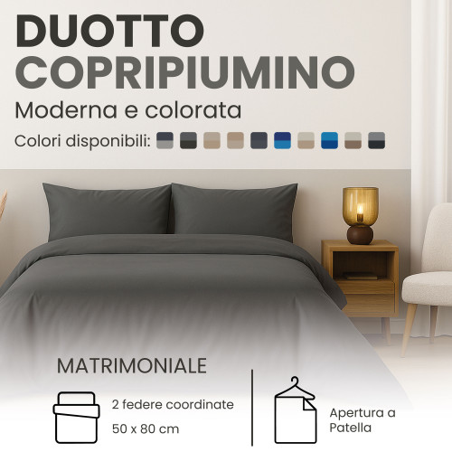 Duotto Duotto 4 Saisons Gris et Anthracite Housse de couette disponible en différentes couleurs, élégante et adaptée à tous les 